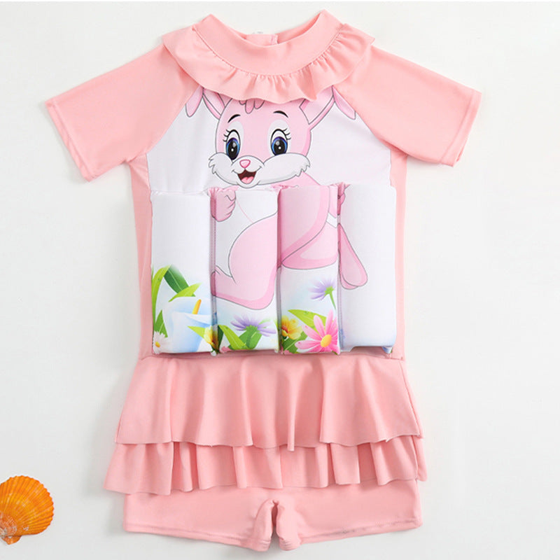 Cute Bunny kids one-piece float swimsuit