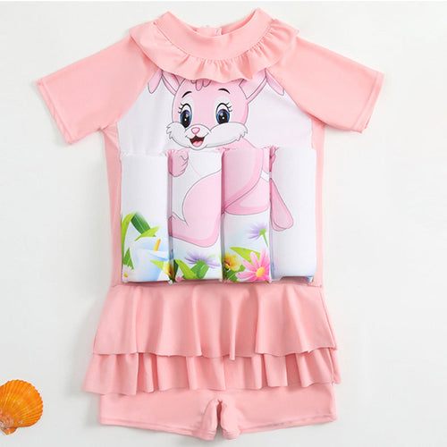 Cute Bunny kids one-piece float swimsuit